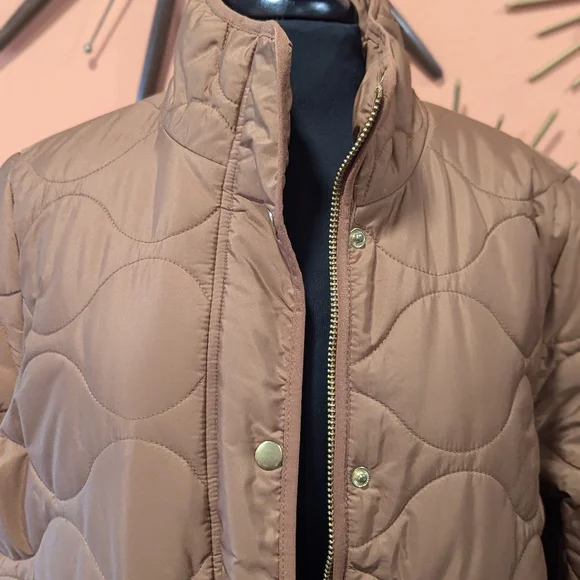 J Crew Large Quilted Cocoon Puffer Coat Primaloft Dark Nutmeg Brown AQ470 - Picture 6 of 16
